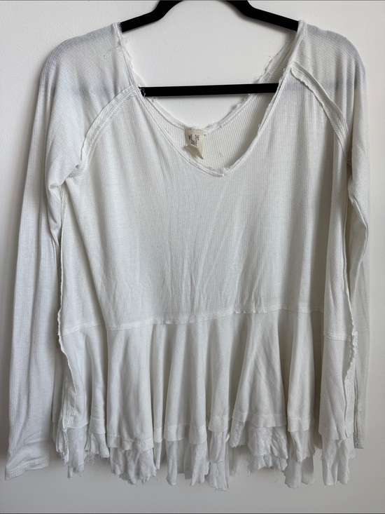 We The Free Tops - Lightweight White Peplum Long-Sleeve Top
